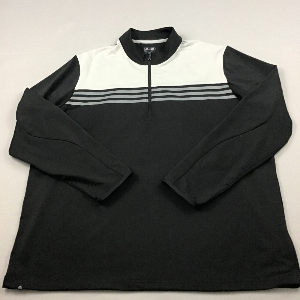 Adidas Sweater Men 2XL Black ClimaCool 1/4 Zip Golf Pullover Collar Golfer XXL